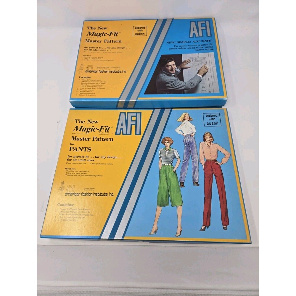 VINTAGE AFI MAGIC-FIT MASTER PATTERN TWO KITS SHEATH DRESS & PANTS SEWING 1984